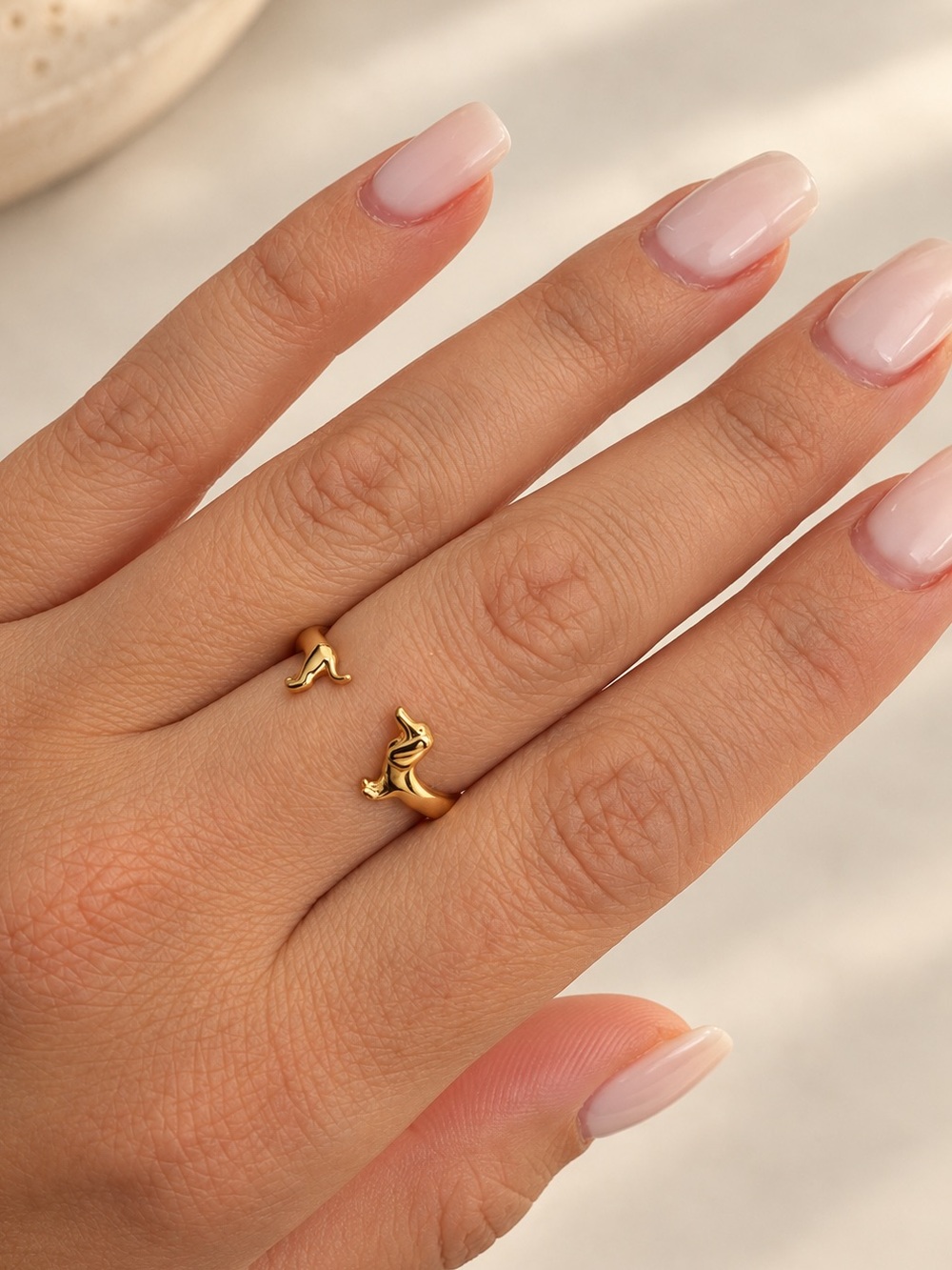Cute Gold Dachshund Adjustable Ring - Picture 3 of 3